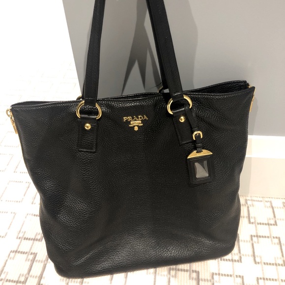 COPY - Prada Vitello Black Leather Tote Bag - Picture 1 of 4
